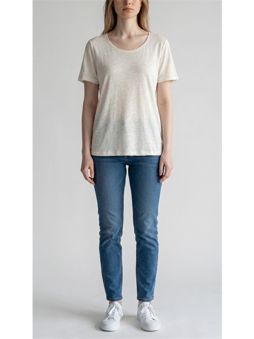 t-shirt donna in lino bianco